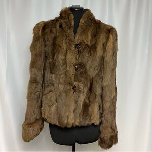 Vintage Genuine Rabbit Fur Short Car Coat Medium